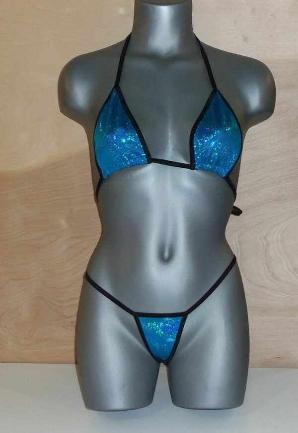 Turquoise holographic 2pc g-string bikini princess style hot sexy made in USA - Image 2