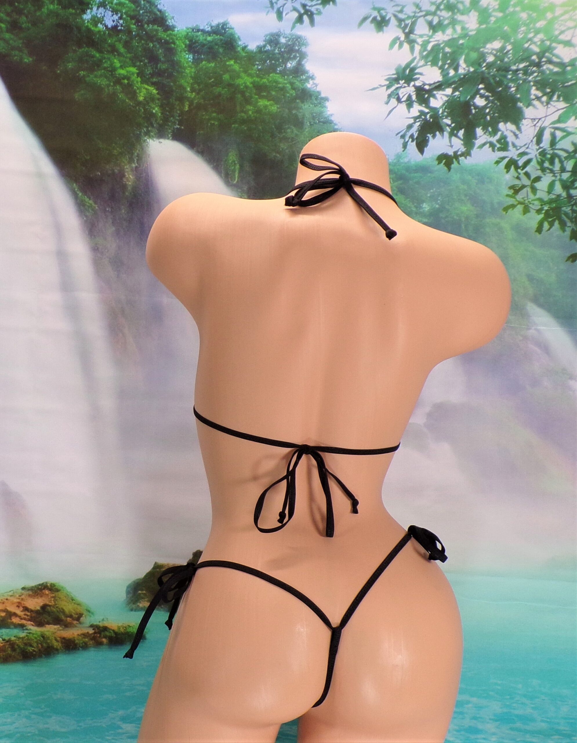 Sage Green Metallic Foil on Velvet 2 pc. adj Micro Bikini with Choice of G-String S/M - Image 3