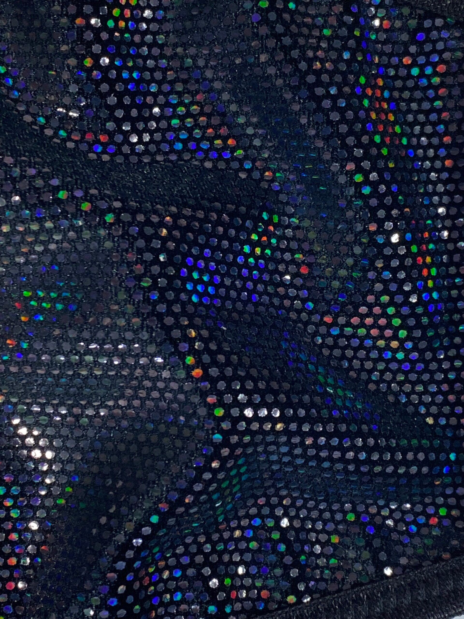 Mini Micro G-String Bikini w/Rhinestones! Black Holographic Velvet with Black Trim S/M - Image 7