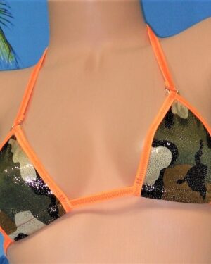 Micro Bikini-G-String- Choice of Bottom-Mystique Camo with Orange trim S/M