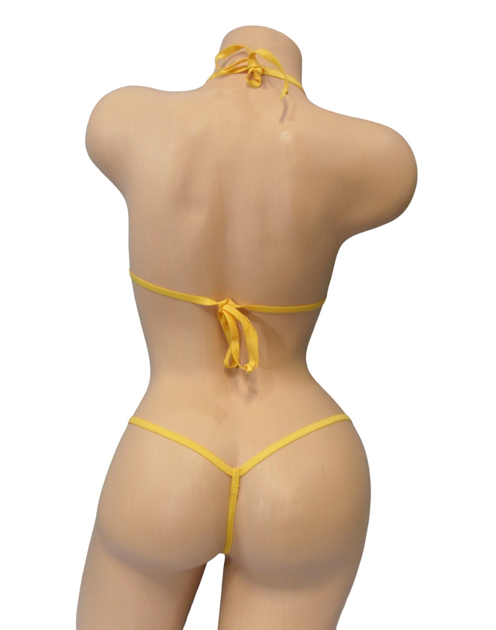 Micro G-String Bikini- Purple Satin trimmed in Gold S/M - Image 8