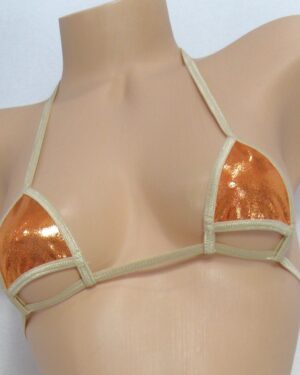 Peak a Boo Bikini-Choice of bottoms-Burnt Orange Mystique trimmed in Tan trim- S/M