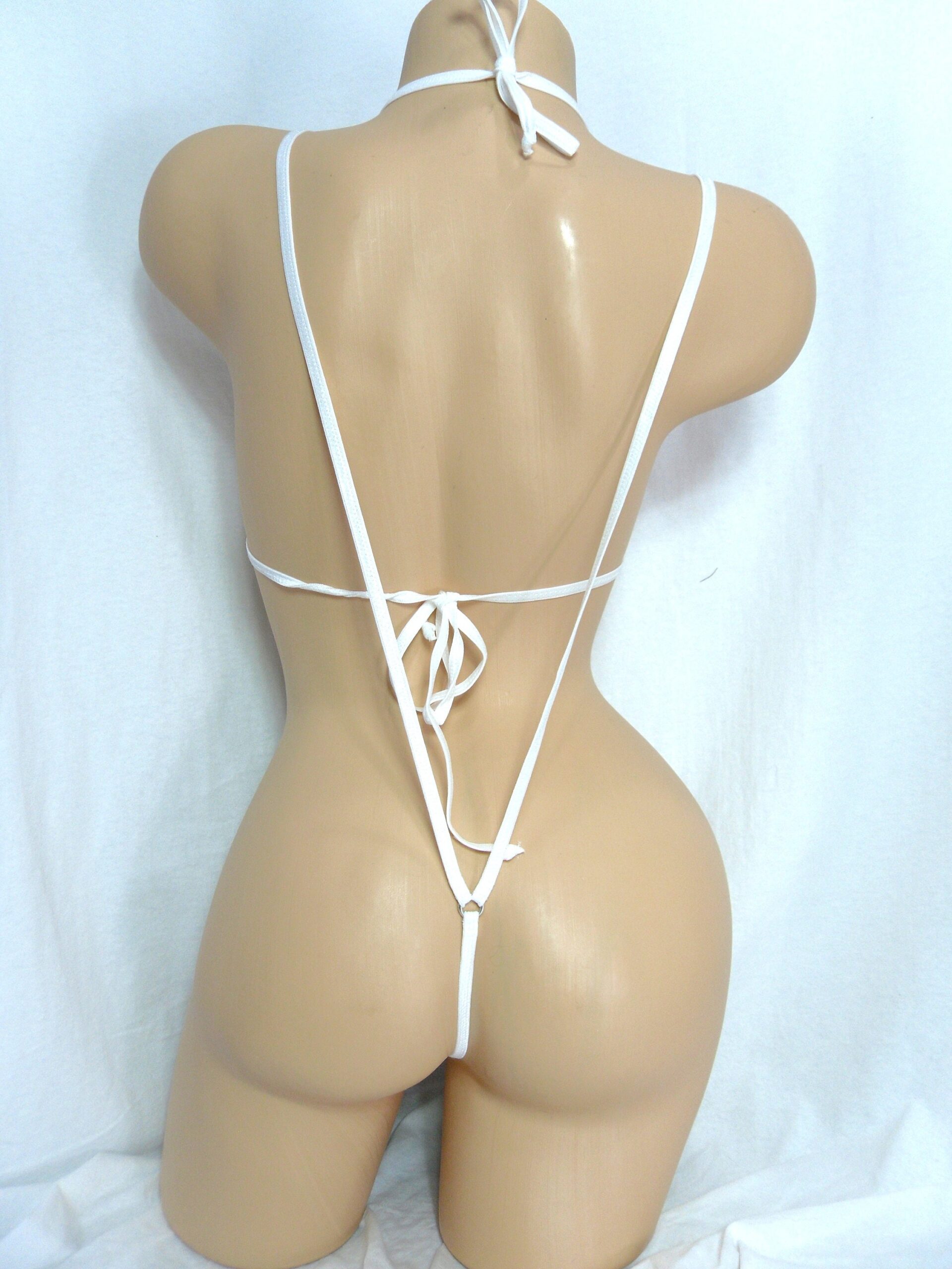 Teardrop Slingshot Bikini- Navy with Red/White stars trimmed in white S/M - Image 3