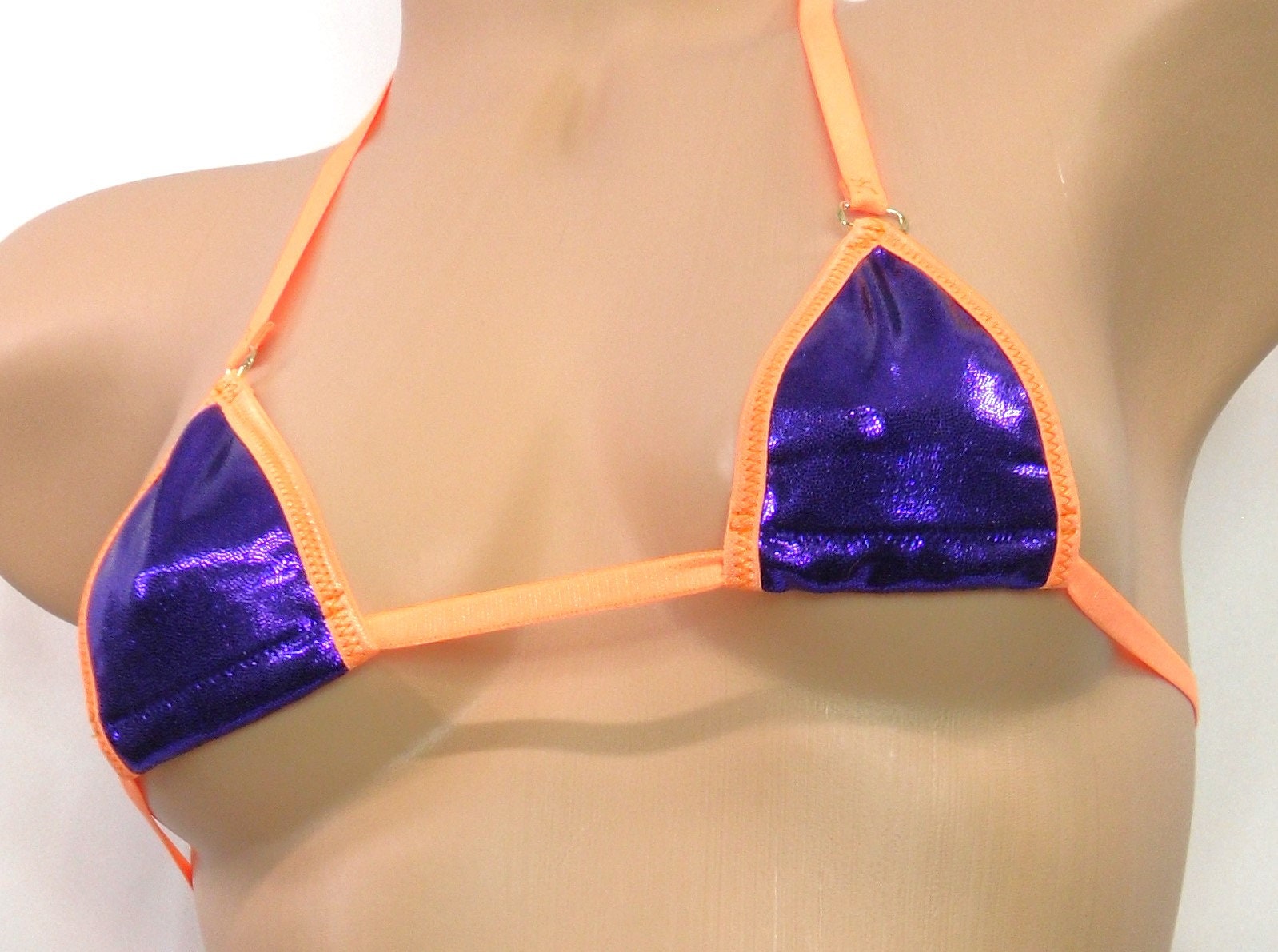 Mini Micro with Choice of G-String-Purple Mystique with Orange Trim-S/M - Image 2