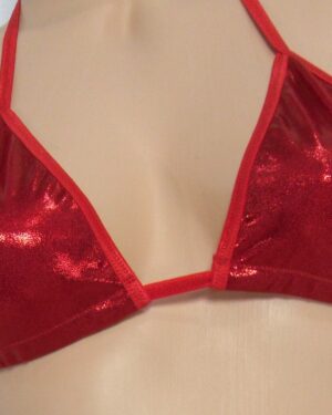 Red Micro Scrunch butt Bikini w/adj. Standard Triangle Top, side tie Bottom- Red Tim-S/M