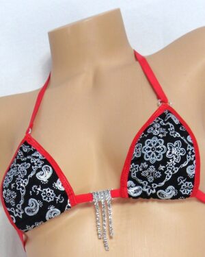 Micro G-String Bikini-Black Bandana with Red Trim-S/M