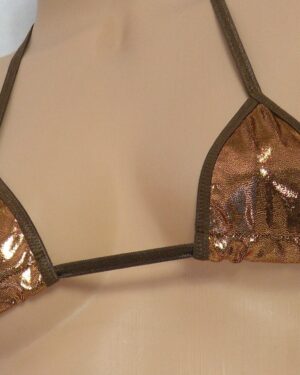 Mini Micro G-String Bikini-Chocolate Brown/Copper Mystique-Brown Trim-S/M