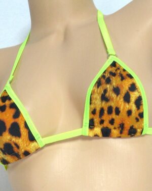 Micro Bikini with Choice of Bottoms-Cheetah-Neon Green Trim- S/M