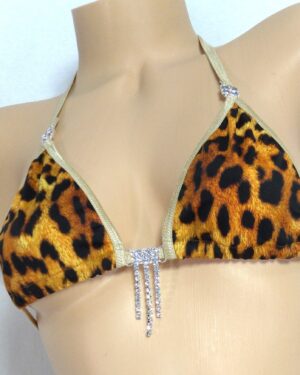 Princess Bikini w/ RHINESTONES! Cheetah print with nude trim S/M