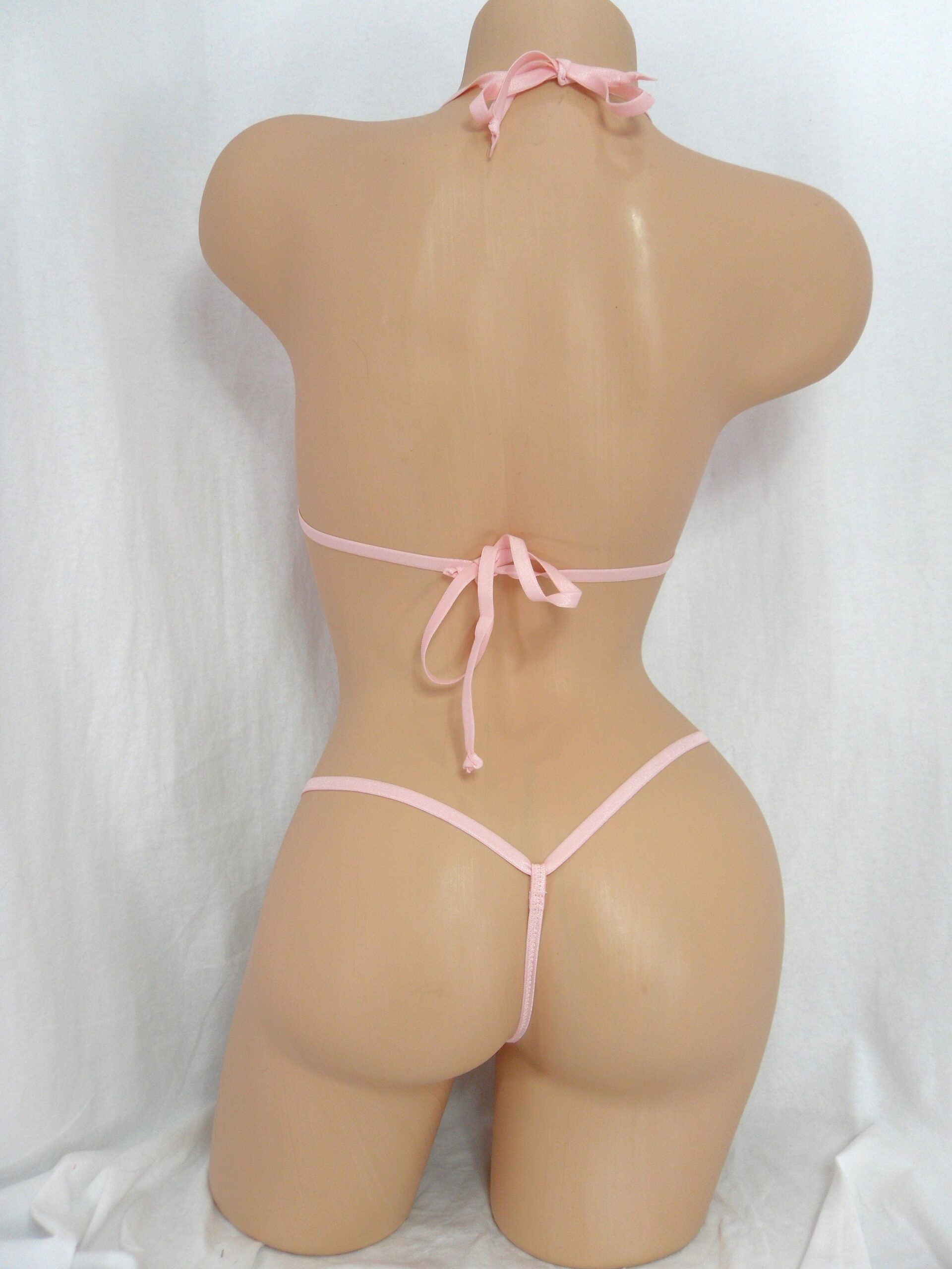 Princess G-String Bikini- Pink and Purple Circles on Fuchsia Trimmed in Light Pink -S/M - Image 3