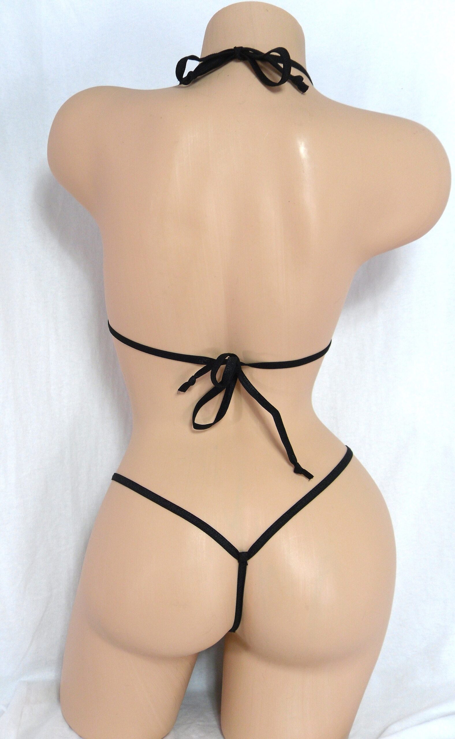 Mini Micro G-String Bikini- Pink Holographic w/Black Trim- S/M - Image 3