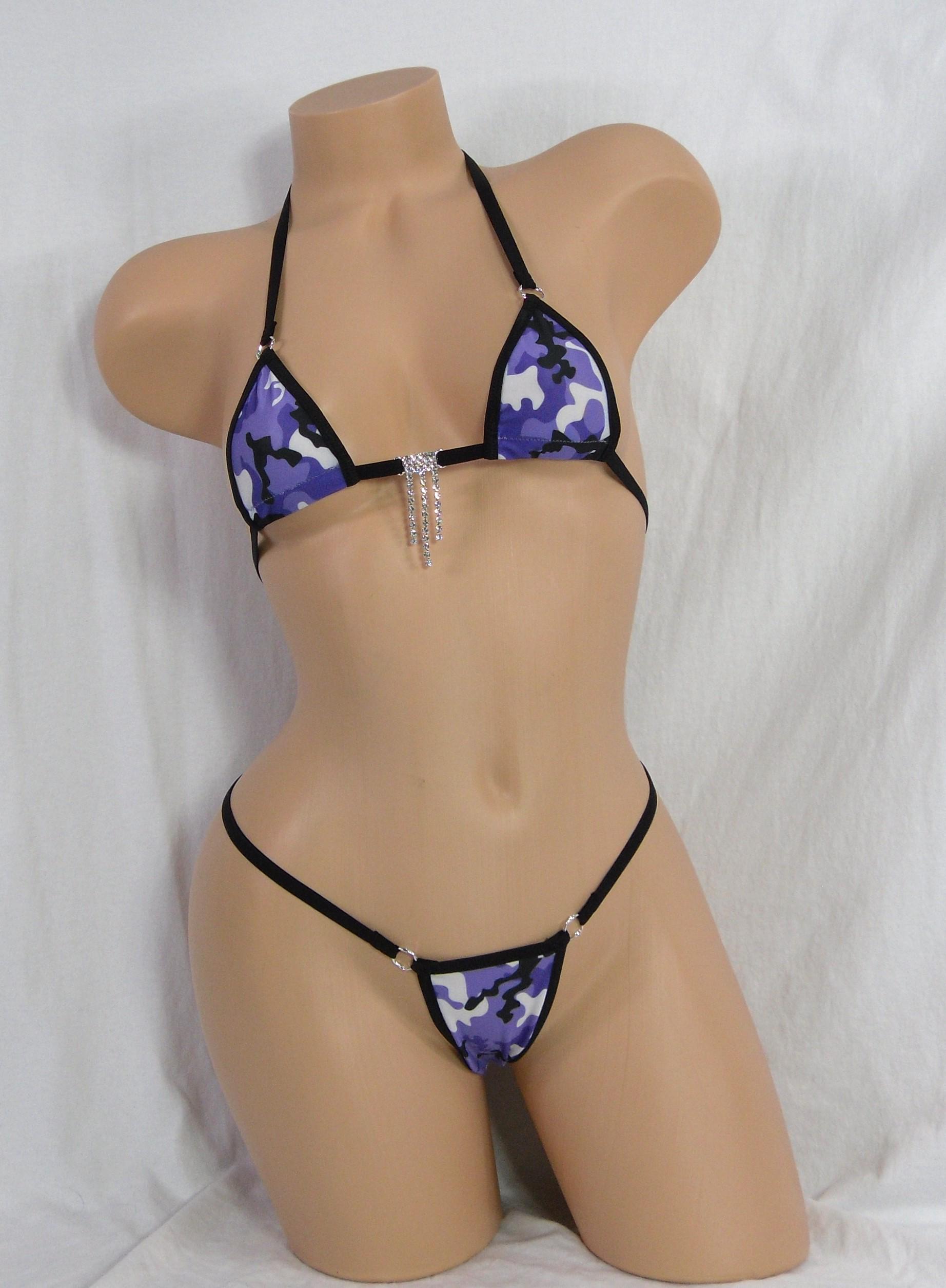Mini Micro Bikini w/Comfort Fit G-String-Purple Camo-S/M - Image 2