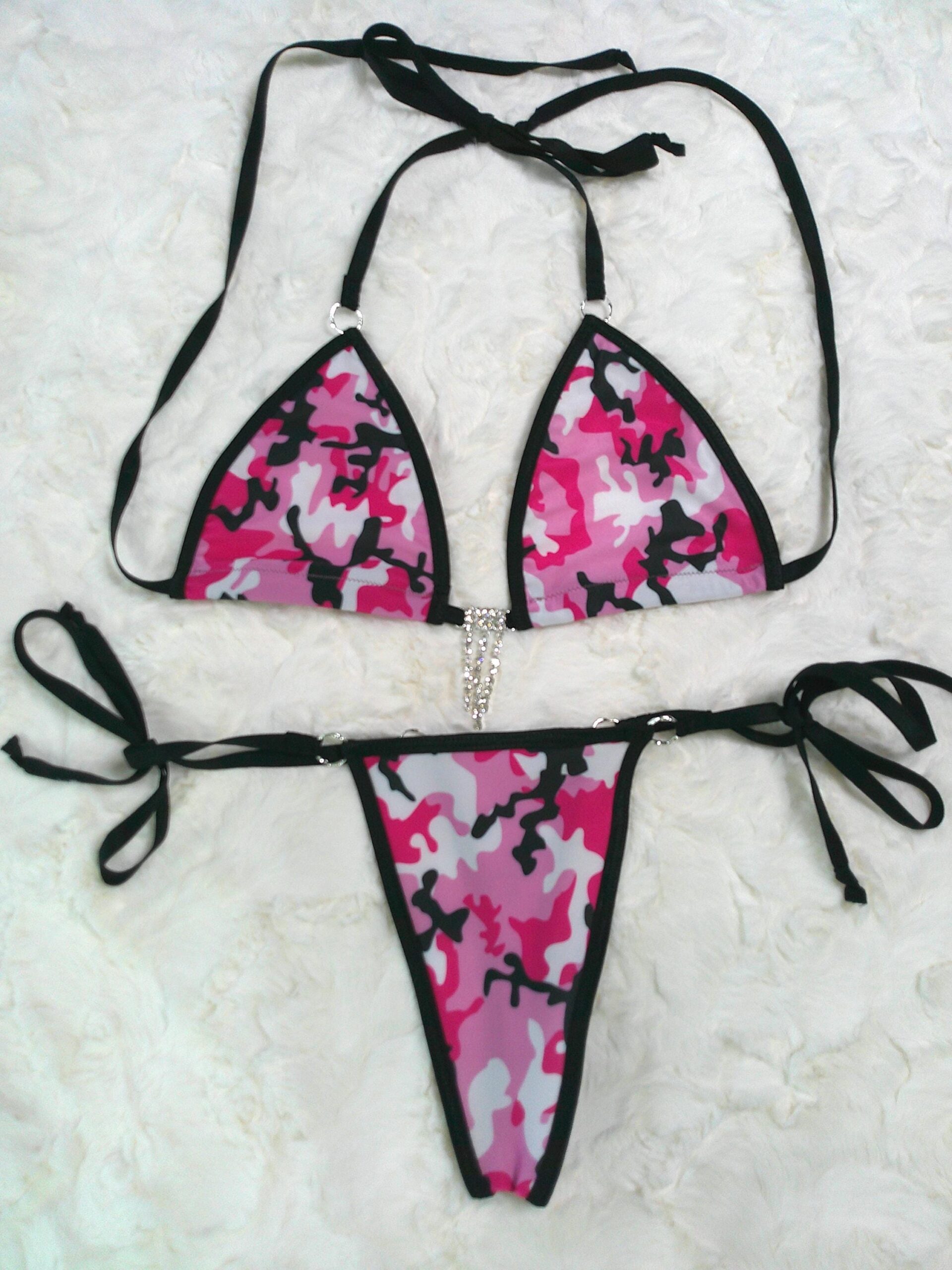 Princess Extended Triangle Back Thong-Pink Camo-S/M - Image 3