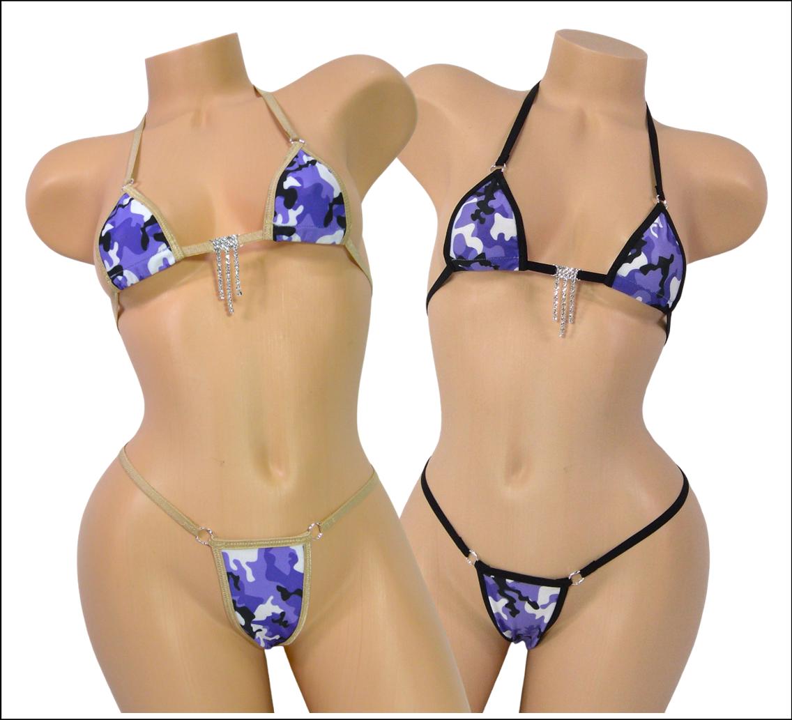 Mini Micro Bikini w/Comfort Fit G-String-Purple Camo-S/M
