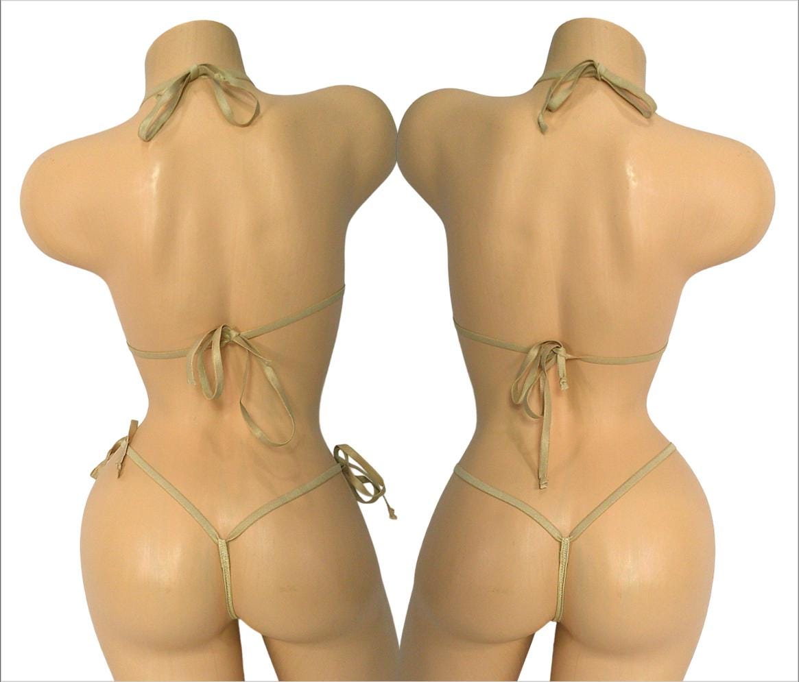 Micro Bikini w/Choice of Comfort Fit G-String-Metallic Mesh w/Nude Trim-S/M - Image 10