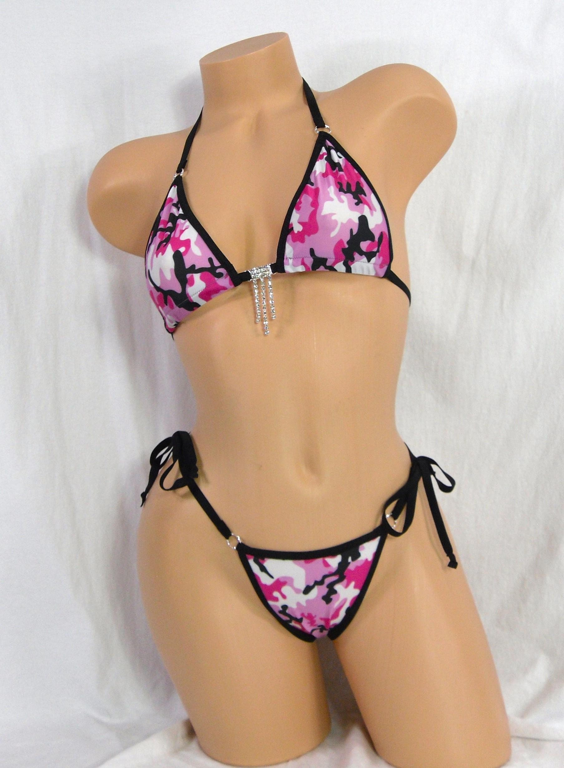 Princess Extended Triangle Back Thong-Pink Camo-S/M - Image 2