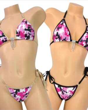 Princess Extended Triangle Back Thong-Pink Camo-S/M