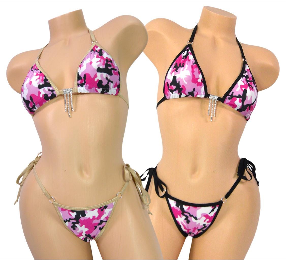 Princess Extended Triangle Back Thong-Pink Camo-S/M