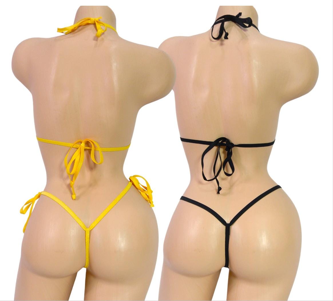 Mini Micro Bikini- Choice of Bottom- Fuchsia Metallic Foil on Black- S/M - Image 7