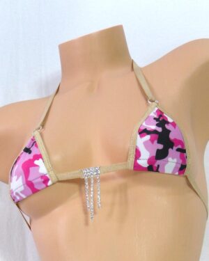Mini Micro w/Comfort Fit G-String-Pink Camo-Tan Trim-S/M