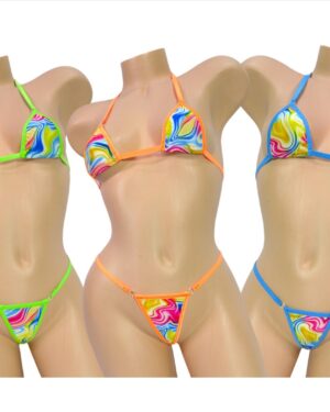Mini Micro G-string Bikini- Multicolored Swirl S/M