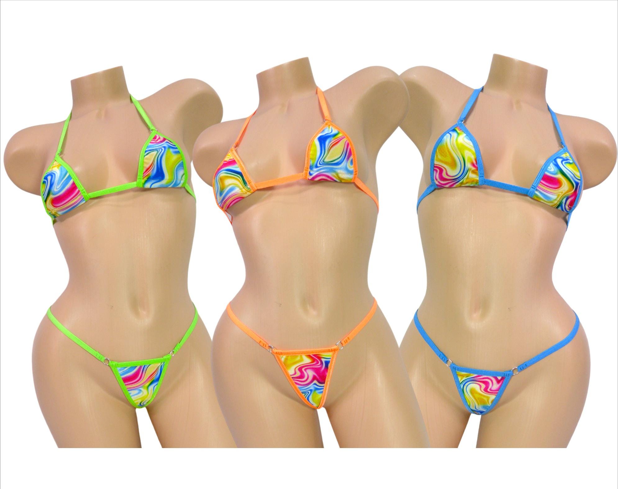 Mini Micro G-string Bikini- Multicolored Swirl S/M