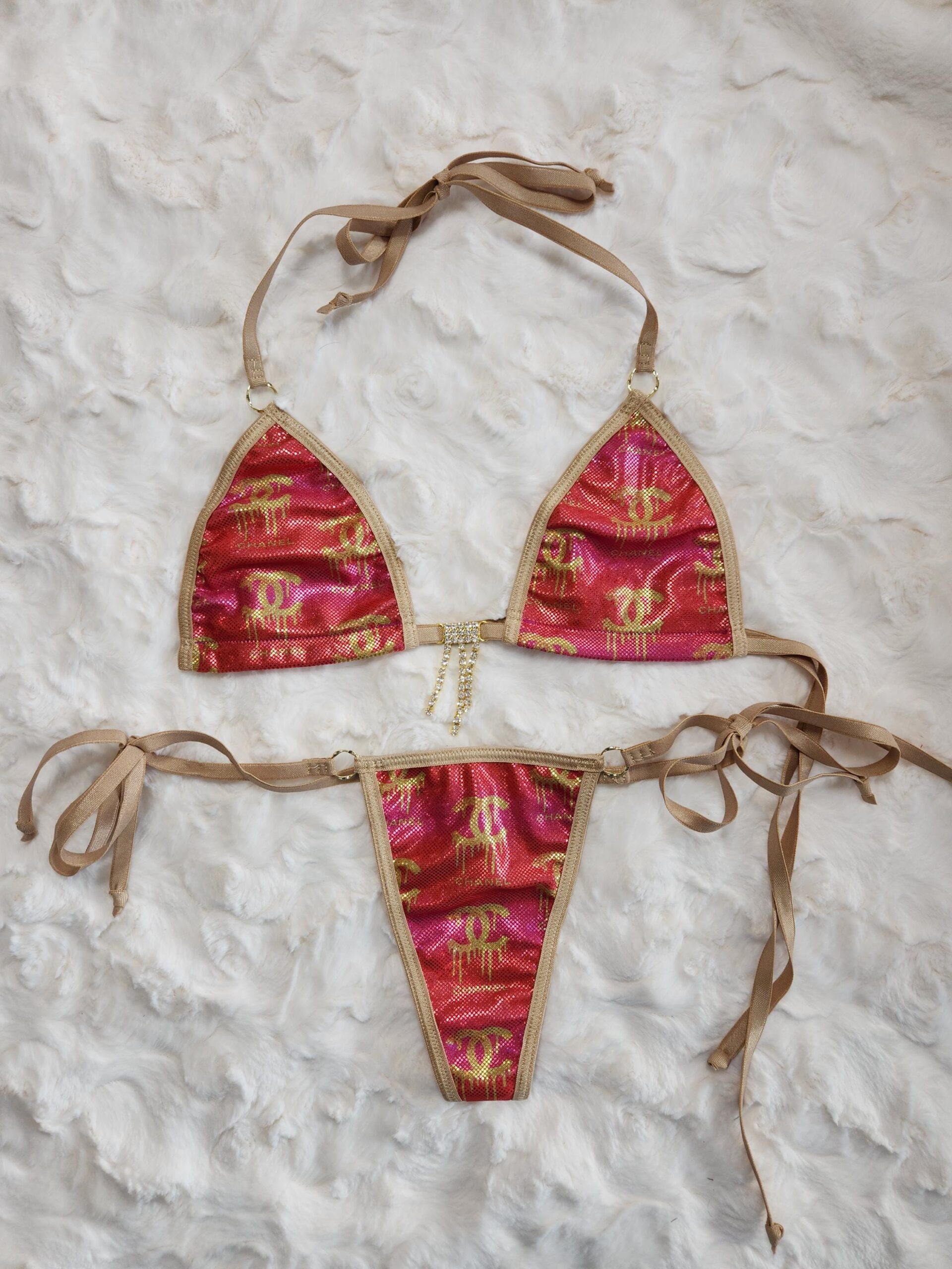Holographic Princess Bikini with Extended Triangle Back Thong- S/M - Image 2