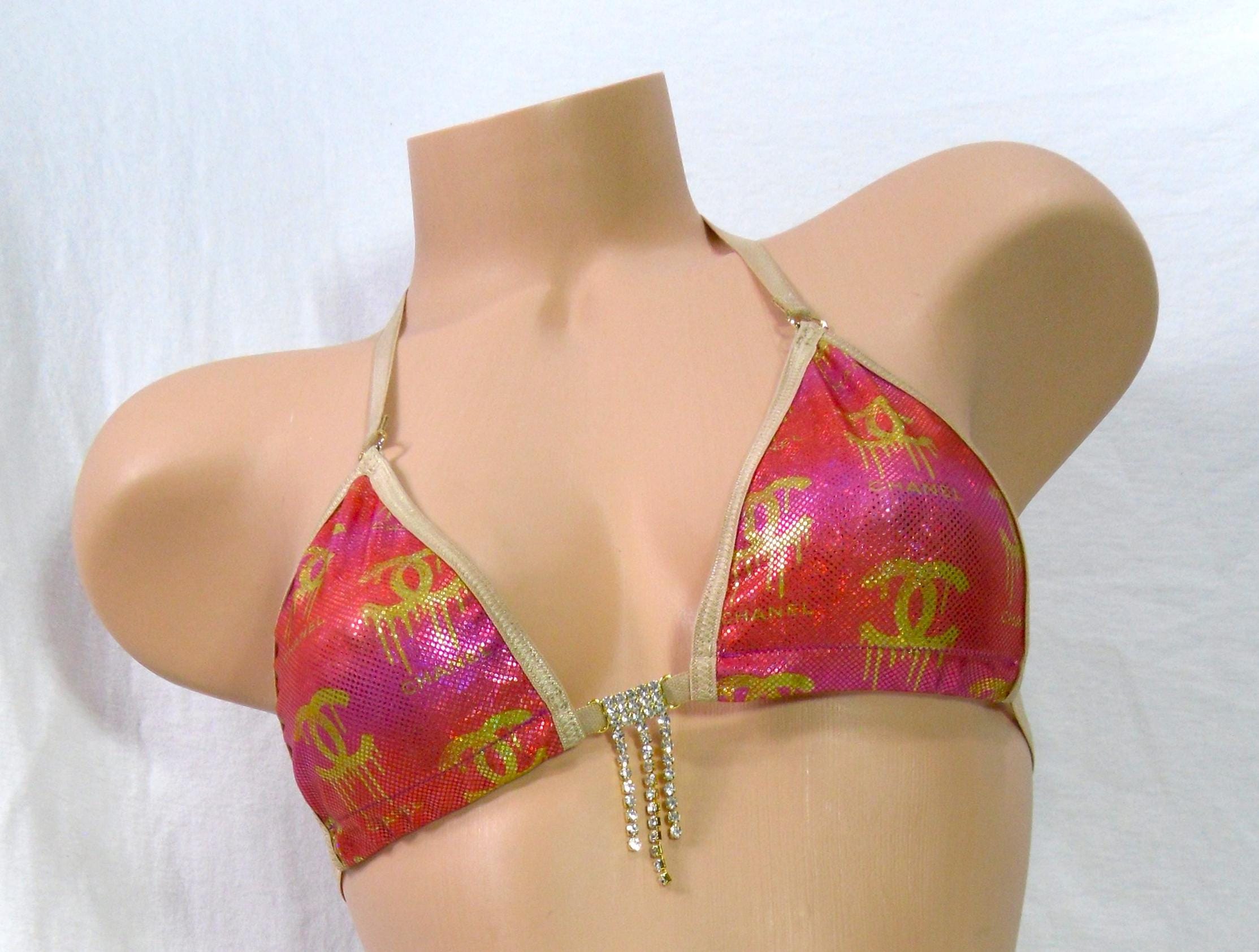 Holographic Princess Bikini with Extended Triangle Back Thong- S/M