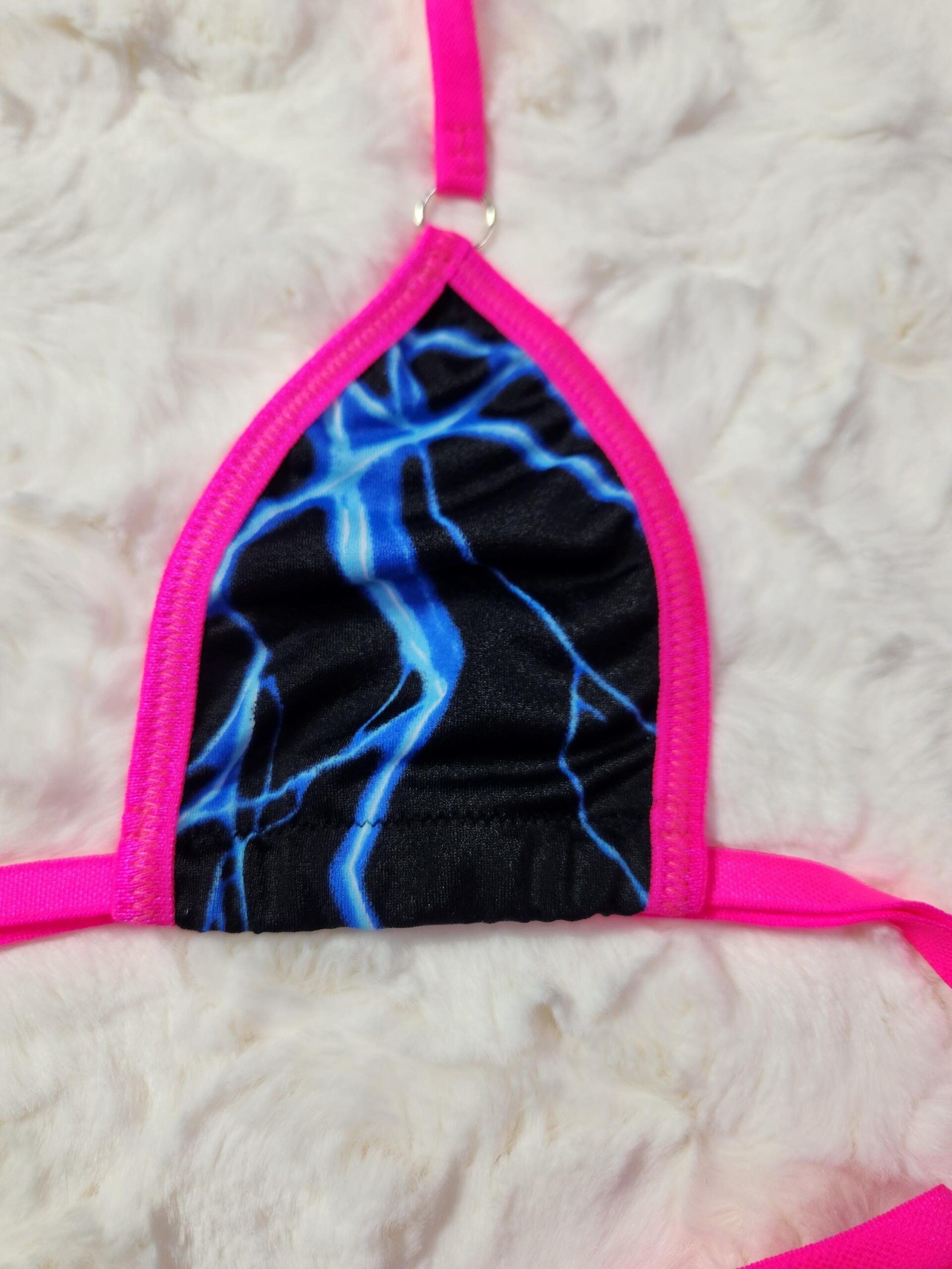 Micro G-String in Blue Lightning trimmed in Hot Pink-S/M - Image 3