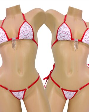 Pink Hearts on White-Micro Bikini w/Choice of G-string-S/M